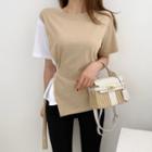 Short-sleeve Paneled Tie-side T-shirt