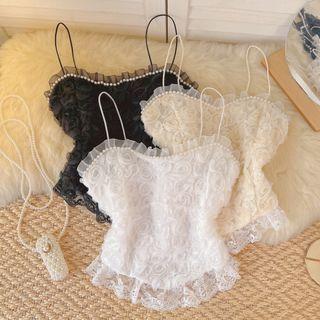 Floral Mesh Cropped Camisole Top