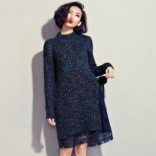 Lace-panel Sweater Dress