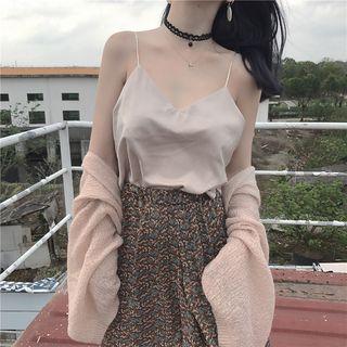 Plain Camisole Top / Plain Sheer Cardigan / Floral Print Midi Skirt