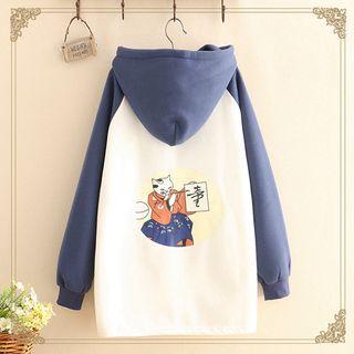 Printed Raglan-sleeve Hoodie