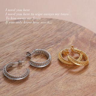 Feather-motif Hoop Earrings