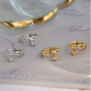 Rhinestone Knot Sterling Silver Dangle Earring