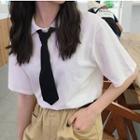 Tie-neck Short-sleeve Polo Shirt