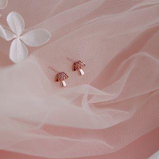 925 Sterling Silver Mushroom Earring 1 Pair - Rose Gold - One Size