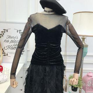 Patchwork Glitter Velvet Top
