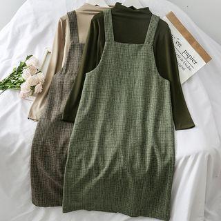 Set: Mock-neck Top + Jumper Dress