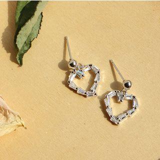 925 Sterling Silver Perforated Heart Dangle Earring 1 Pair - Heart - One Size