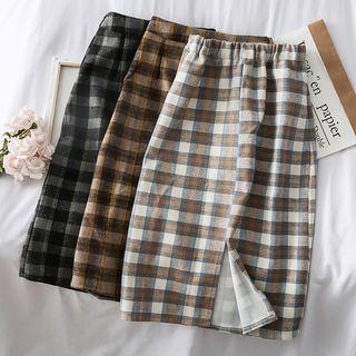 Checker Wool Skirt