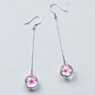 S925 Silver Pressed Flower Drop Earrings