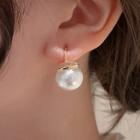 Faux Pearl Rhinestone Dangle Earring 1 Pair - Silver Needle - Gold - One Size