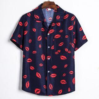 Lip Print Short-sleeve Shirt