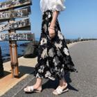 Maxi Floral A-line Skirt Black - One Size