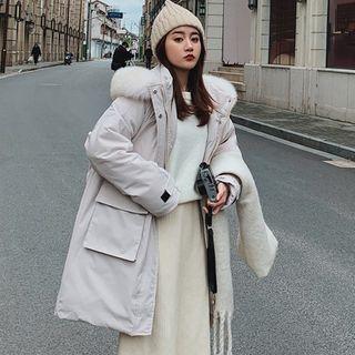Ear Accent Furry Trim Hooded Parka