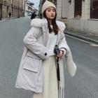 Ear Accent Furry Trim Hooded Parka