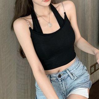 Mock Two-piece Chained Crop Camisole Top