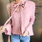 Tie-neck Flared-sleeve Blouse