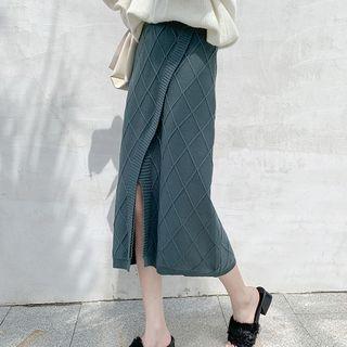 Slit Argyle Pattern Knit Skirt