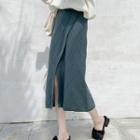 Slit Argyle Pattern Knit Skirt