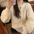 Lantern Sleeve Twist Knit Cardigan