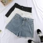 Frayed Edge High-waist Denim Shorts
