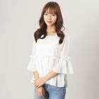 Ruffle-hem Chiffon Empire Top