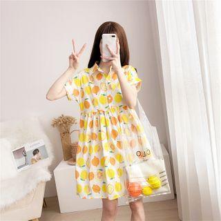 Short-sleeve Fruit Print Mini A-line Dress