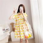 Short-sleeve Fruit Print Mini A-line Dress