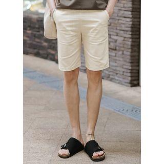 Drawstring-waist Linen-blend Shorts