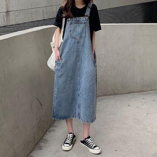 Washed Midi Denim Jumper Dress