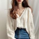 Lace V-neck Loose-fit Cardigan