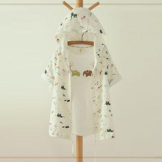 Print Hooded Short-sleeve Light Jacket