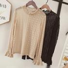 Frilled Long-sleeve Lace Top