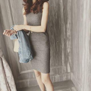 Plain Knit Sleeveless Pencil Dress