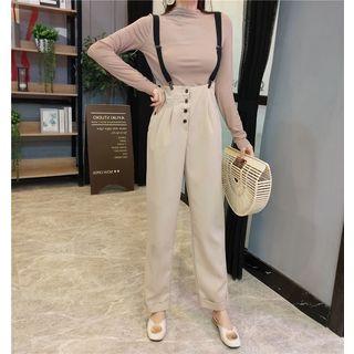 Set: Mock Neck T-shirt + Suspender Wide Leg Pants