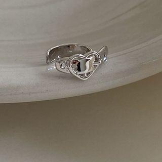 Alloy Heart Cuff Earring 1pc - Left Ear - Silver - One Size