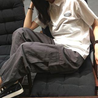 Short-sleeve Lettering Polo Shirt / Cargo Pants