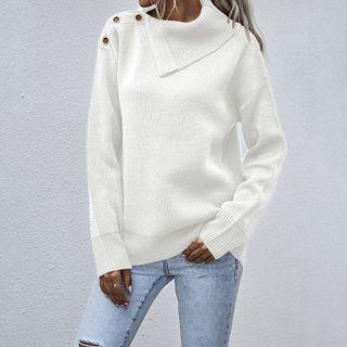 Asymmetrical Mock-neck Sweater