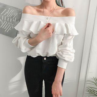 Ruffled Off-shoulder Pullover