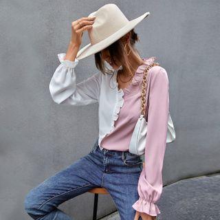 Ruffle Two-tone Blouse