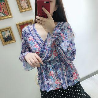 Puff-sleeve Print Blouse