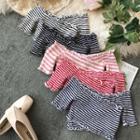 Short-sleeve Off-shoulder Shirred Crop Top