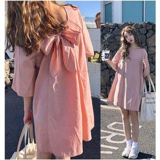 Elbow-sleeve Tie-back Tunic