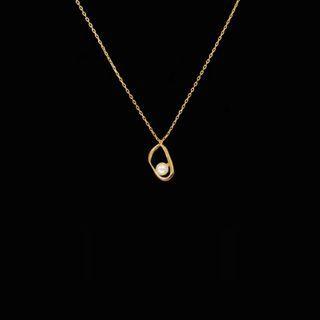 Faux Pearl Irregular Alloy Hoop Pendant Necklace Gold - One Size