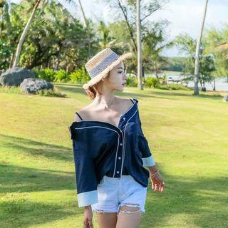 Off-shoulder Piped Blouse