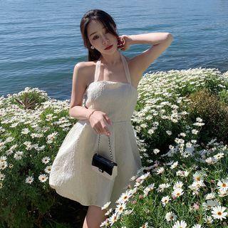 Halter Bow-back Mini A-line Dress