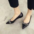 Faux-leather Chain-accent Flats