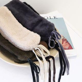 Beribboned Faux-fur Muffler Scarf