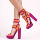 Ankle Strap Two-tone Chunky-heel Sandals