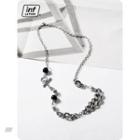 Pearl-accent Rhinestone Necklace Silver - One Size